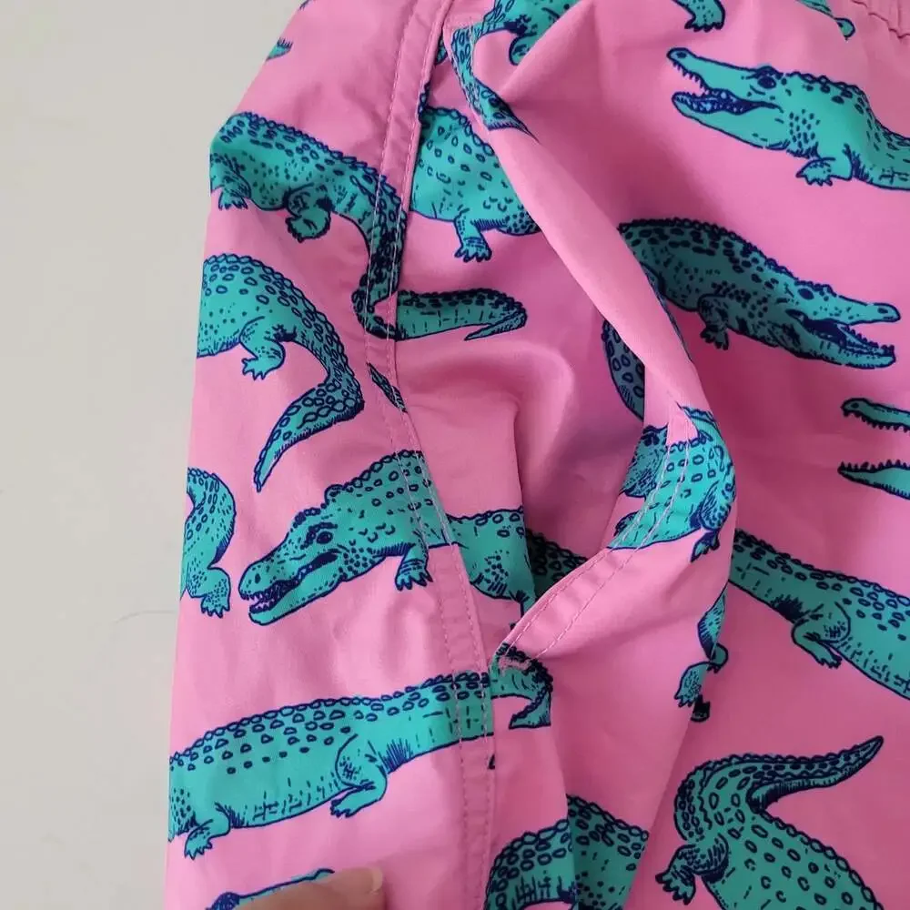 Chubbies The Glades Swim Trunks Shorts Mens L Pink Alligator Lined 6
